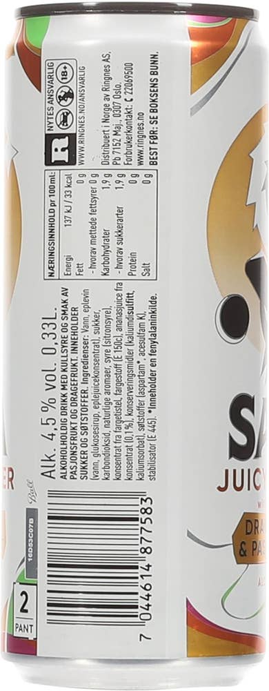 SAGA Hard Seltzer Juicy Dragon- & Passionfruit