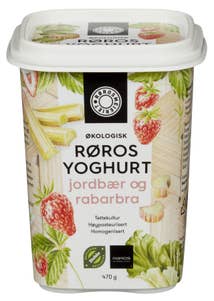 Rørosmeieriet Økologisk Rørosyoghurt Jordbær & Rabarbra