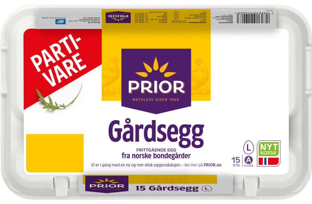 Prior Egg Gårdsegg Frittgående Partivare, Str L