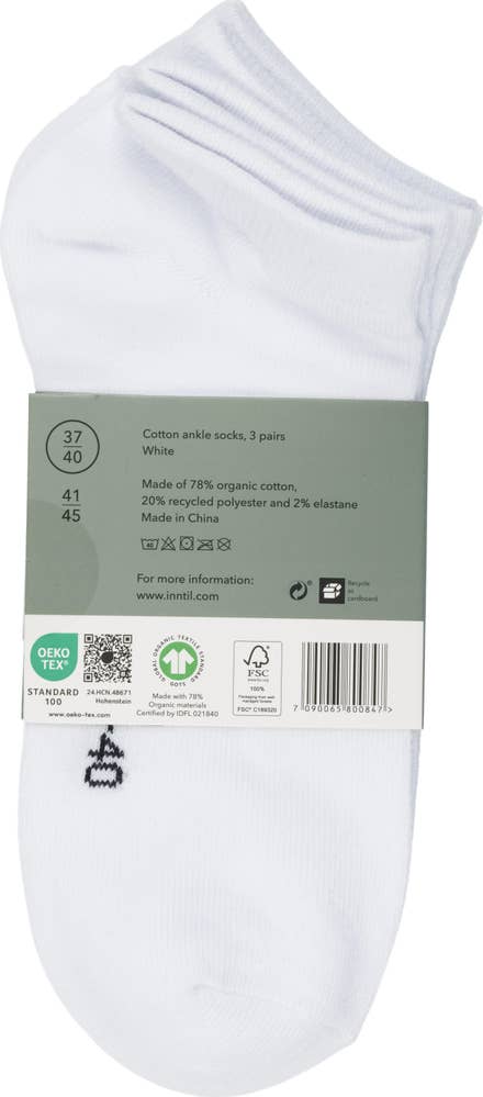 Inntil Ankelsokker i bomull Hvit, Str. 37-40