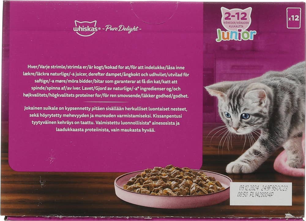 Whiskas Pure Delight med mørkt fjærkre i gelé Til kattunger opptil 12 mnd, 12 stk