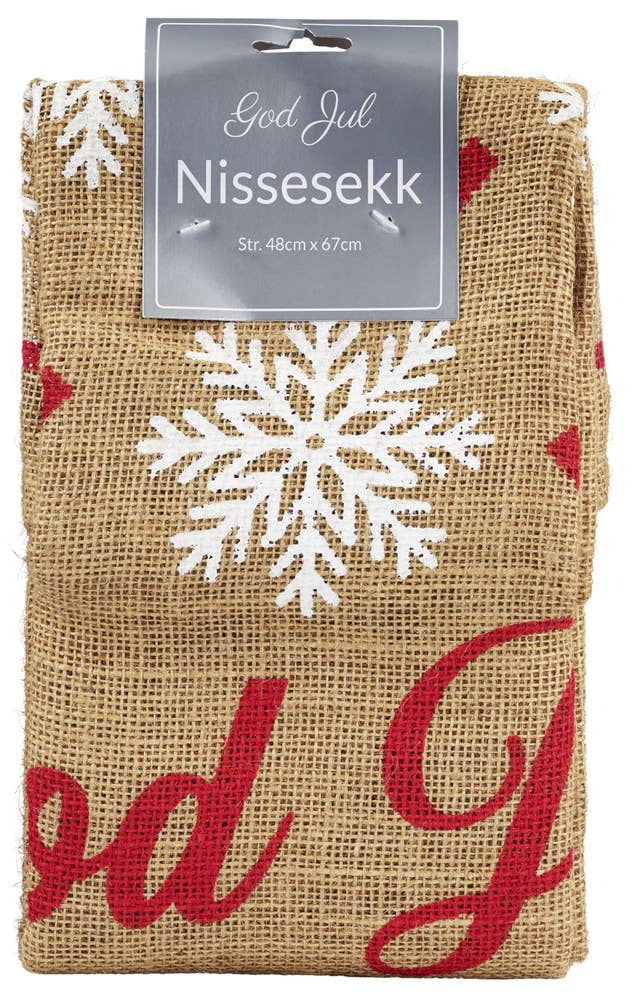 Pa Strie gavesekk med julemotiv 48x67 cm