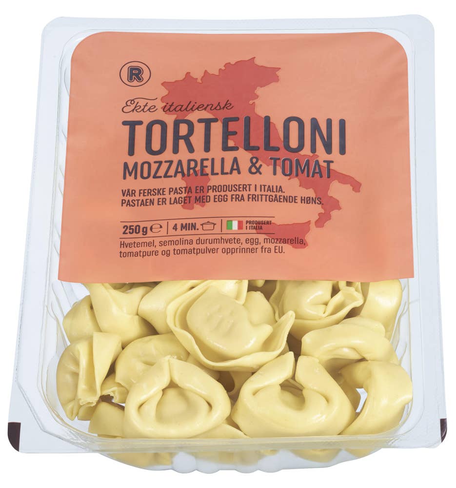 R Tortelloni tomat og mozzarella