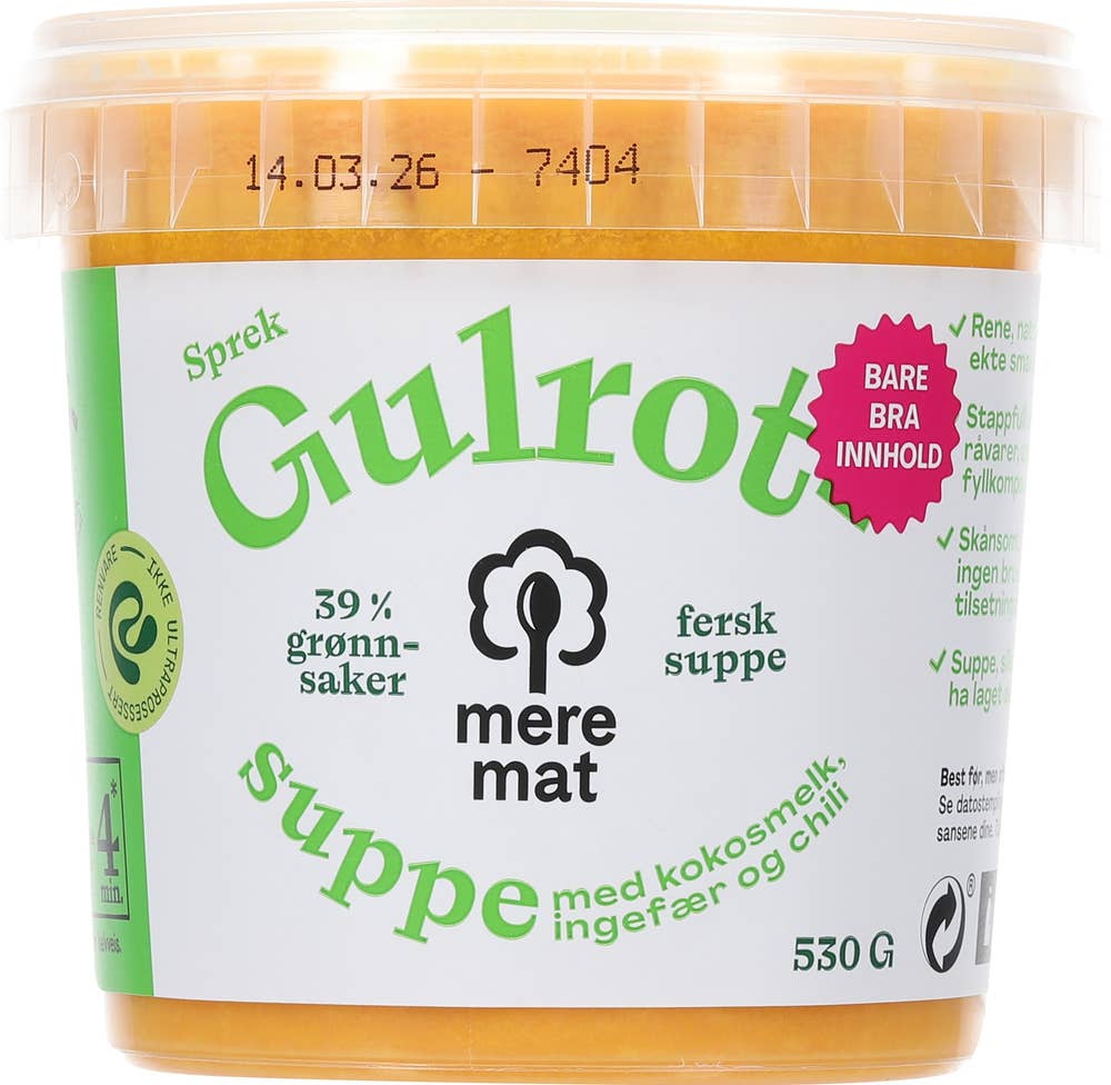 Mere Mat Suppe med gulrøtter, chili og ingefær