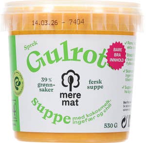 Mere Mat Suppe med gulrøtter, chili og ingefær