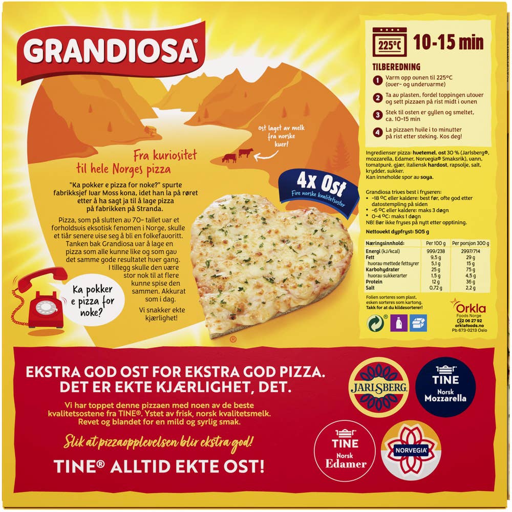 Grandiosa 4x ost Fire norske kvalitetsoster