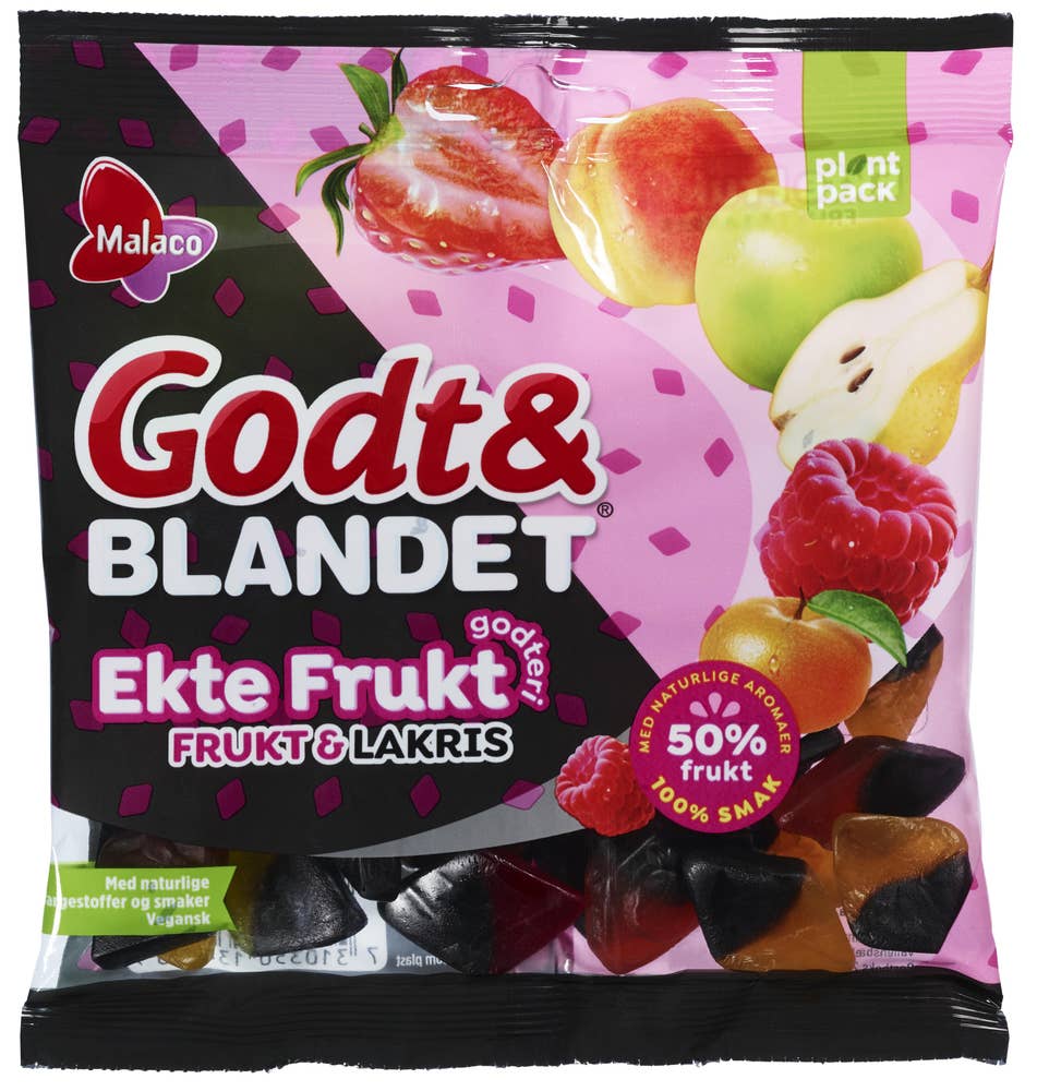 Malaco Godt & Blandet Ekte Frukt & Lakris