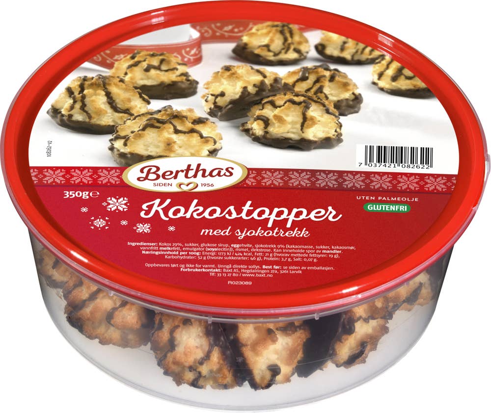 BERTHAS Kokostopper med sjokolade