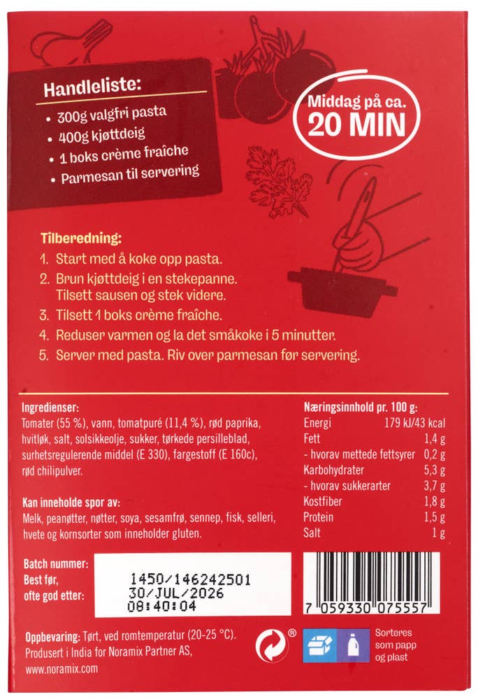 Time Out Pastapaste med tomat og urter