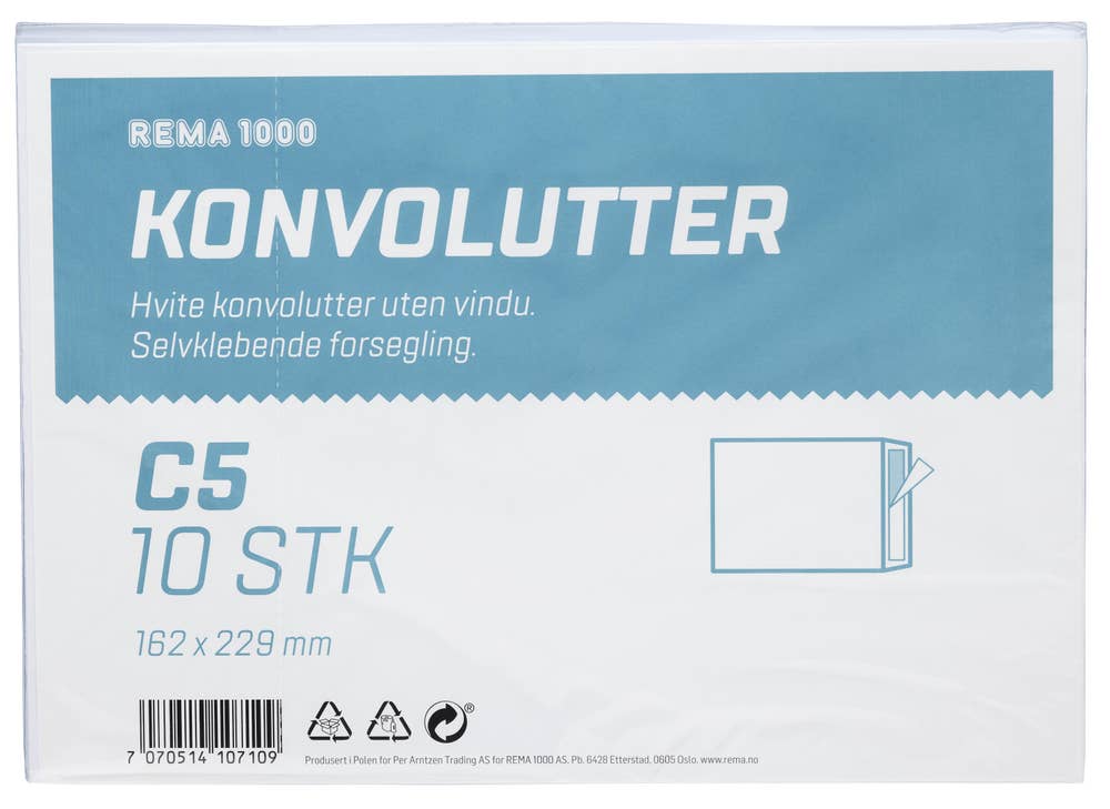 REMA 1000 Konvolutter C5 Hvit