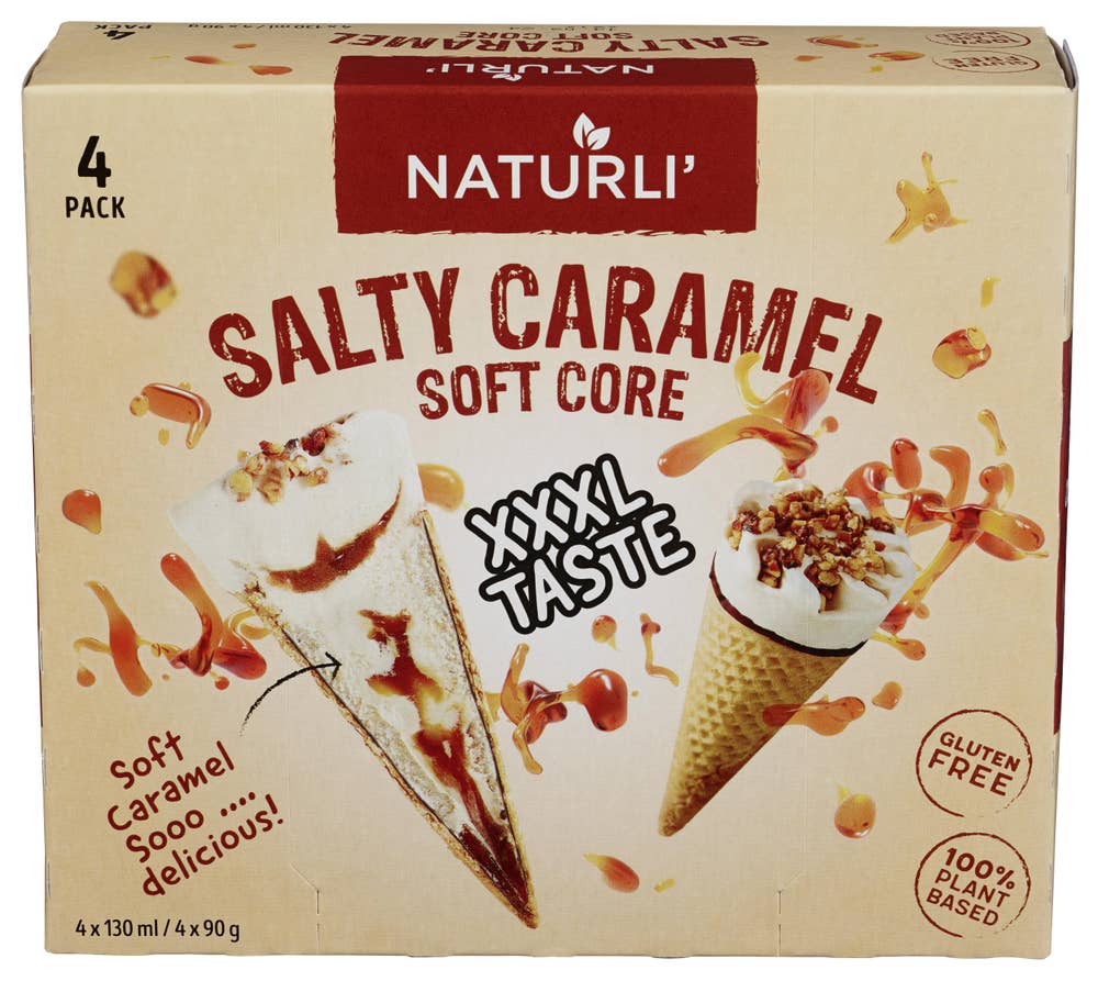 Naturli' Krone-is salt karamell 4-pk