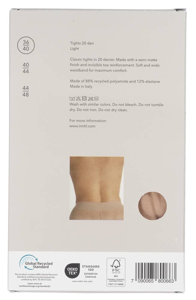 Inntil Strømpebukse 20 DEN Lys, str. 36-40, semi-matt