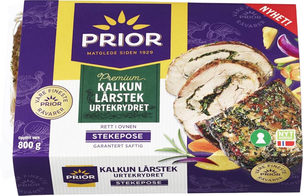Prior Kalkun lårstek i stekefilm Urtekrydret, opptint vare
