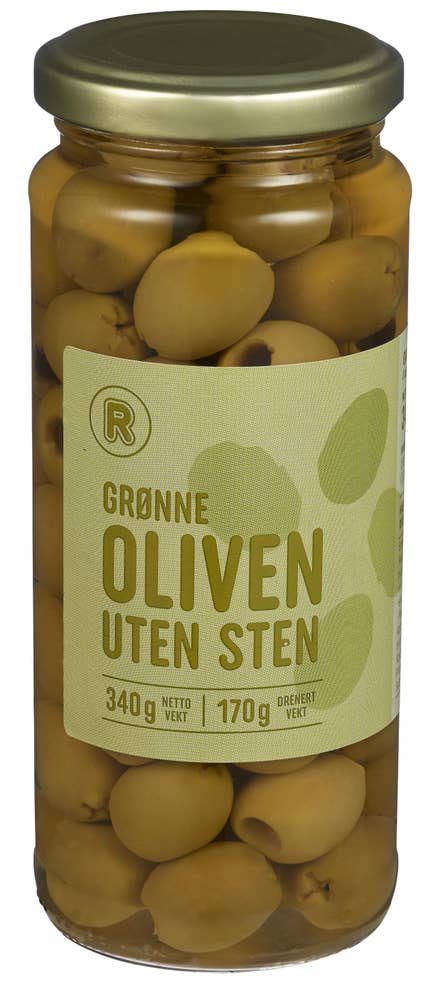 Grønne oliven Uten sten, 340 g