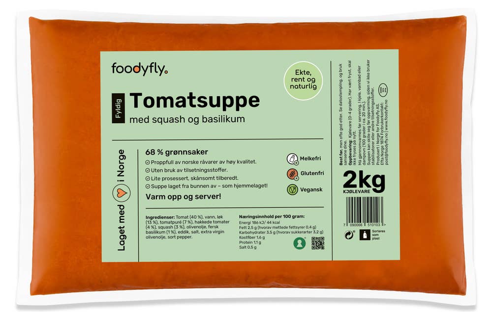 Foodyfly Tomatsuppe med squash og basilikum