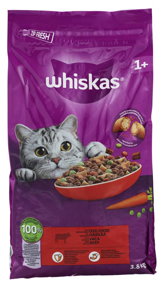 Whiskas Tørrfôr med okse Til voksne katter fra 1 år