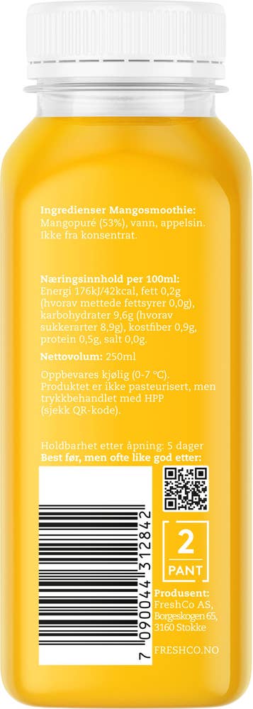 Juiceriet Kaldpresset Mangosmoothie Mango & Appelsin