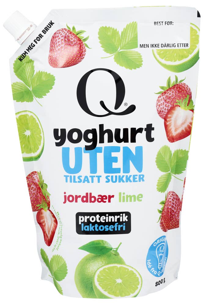 Q yoghurt jordbær og lime Uten tilsatt sukker