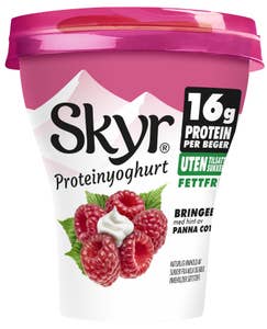Q Skyr bringebær og pannacotta