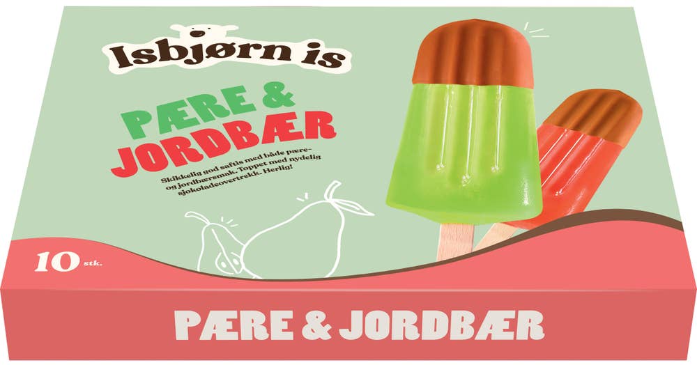 Isbjørn Is Saftis pære & jordbær