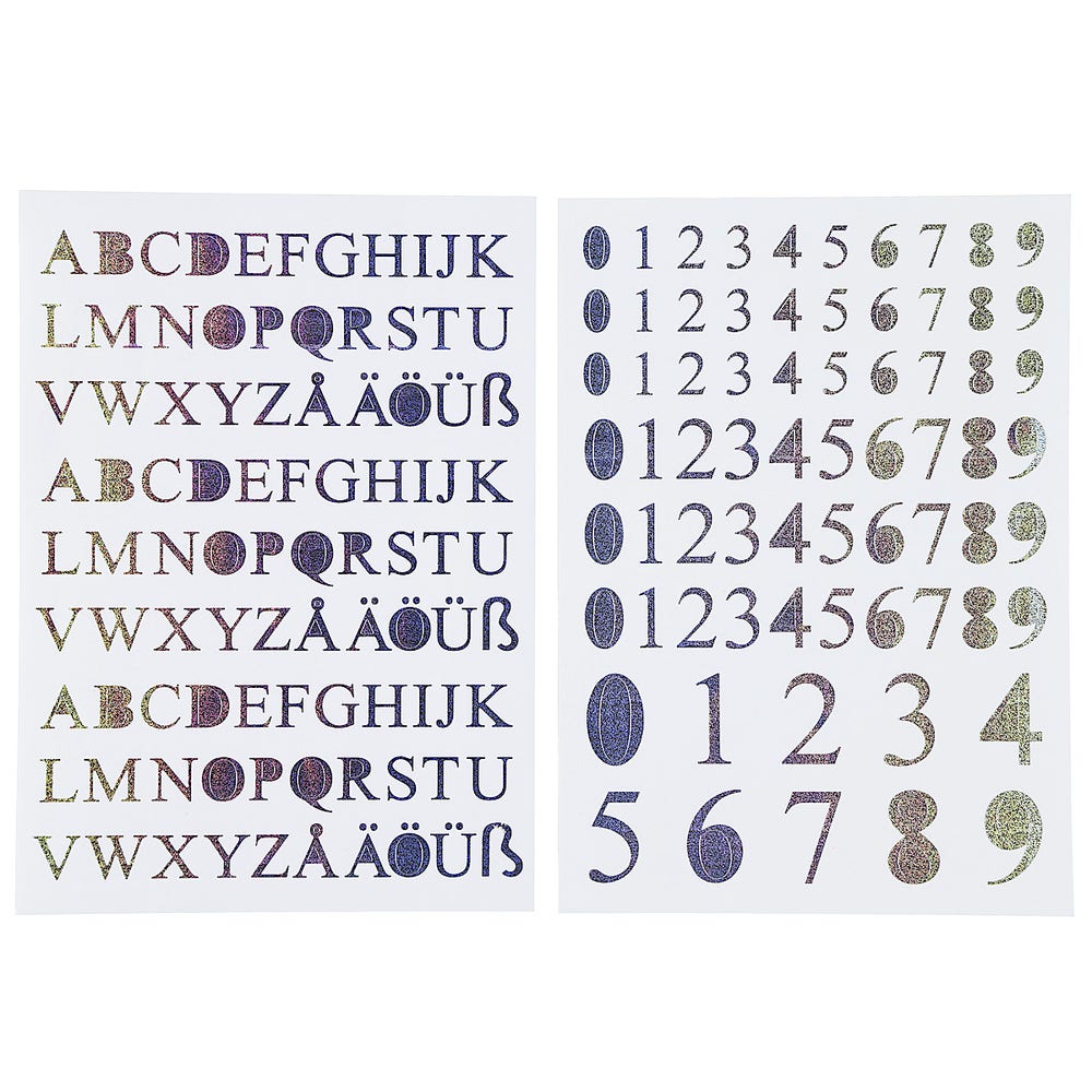 Clas Ohlson Klistremerker i Sølv Bokstaver & Tall