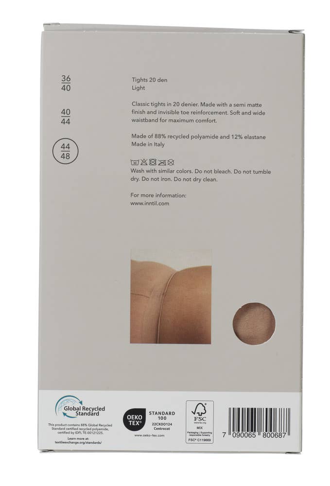 Inntil Strømpebukse 20 DEN Lys, str. 44-48, semi-matt