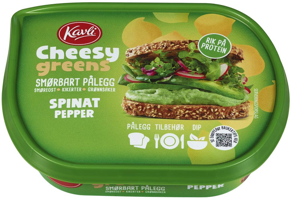 Kavli Cheesy Greens Spinat og Pepper I beger