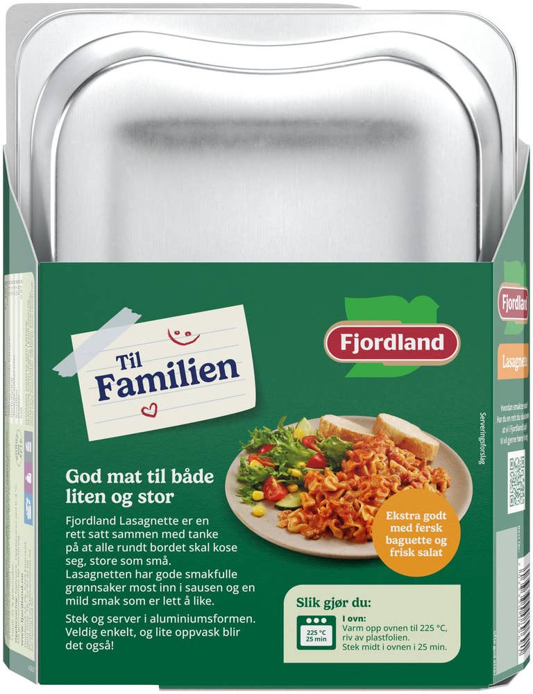 Fjordland Lasagnette til familien Med kjøttdeig og grønnsaker