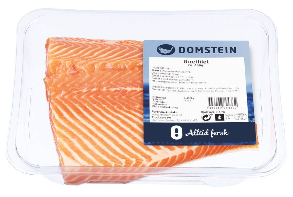 Domstein Ørretfilet med Skinn Oppdrett, Fersk