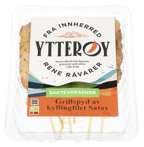 Ytterøy Grillspyd av kyllingfilet satay Rå, Saktevoksende kylling