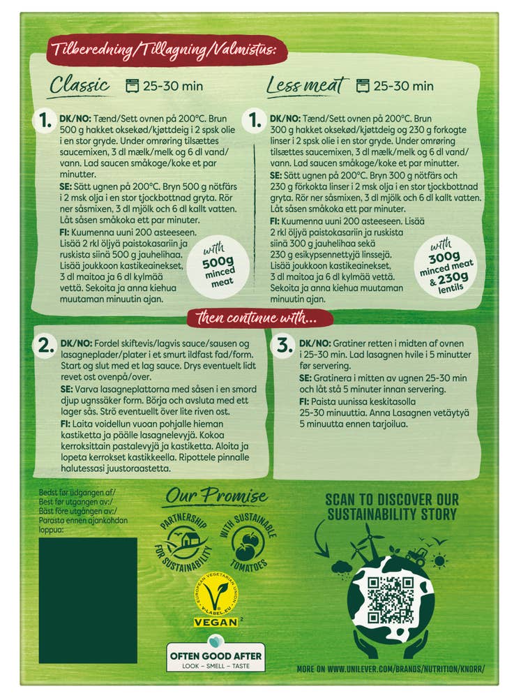 Knorr Italiensk lasagne 4 porsjoner