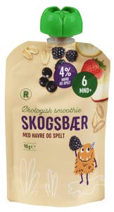 R Økologisk smoothie skogsbær Med havre og spelt, fra 6mnd