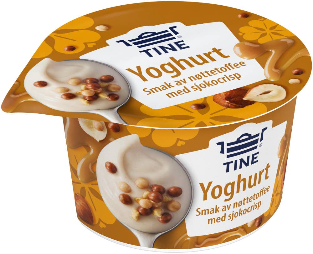 TINE Nyt duo yoghurt Nøttetoffee og sjokoladecrisp