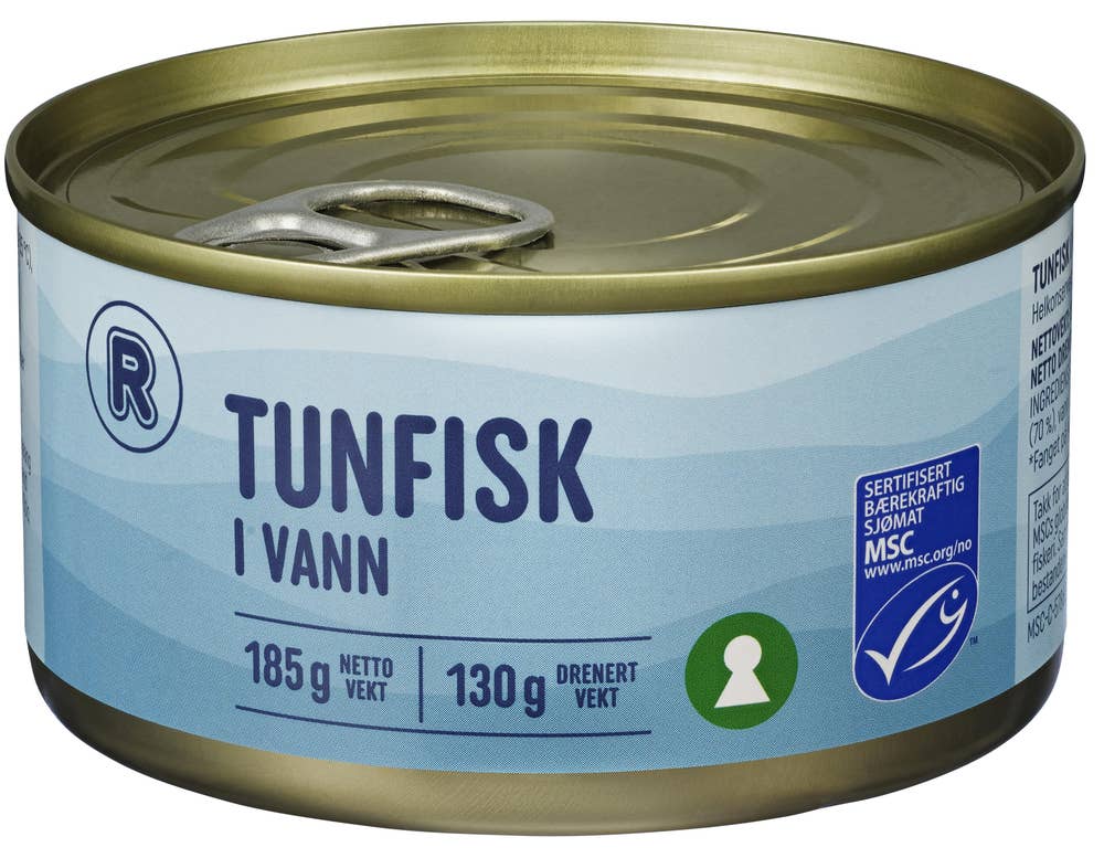 R Tunfisk i vann MSC-merket