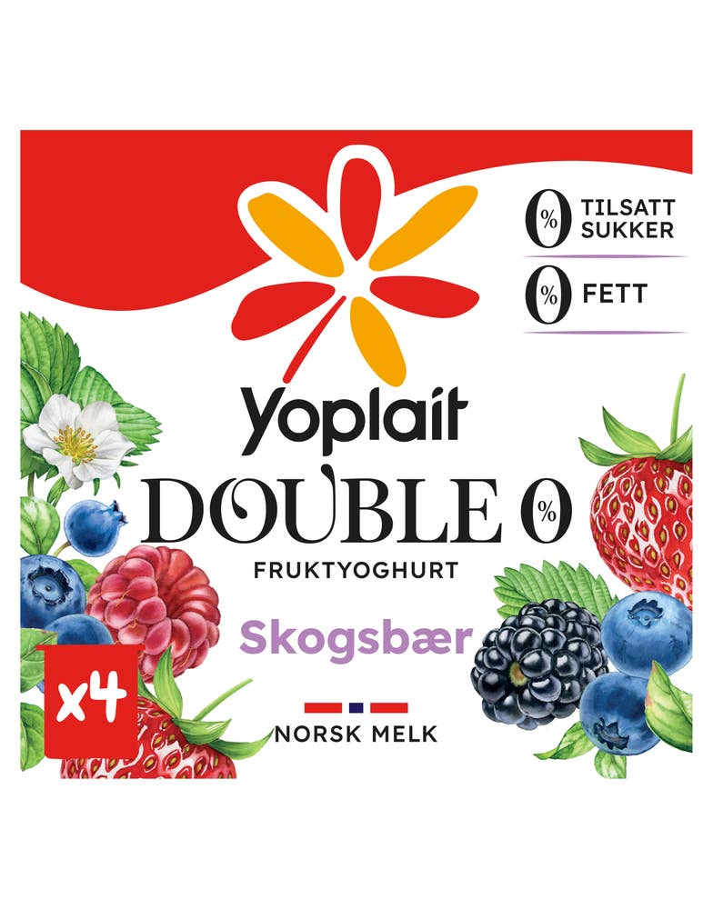 Yoplait Double 00% Skogsbær 4x125g
