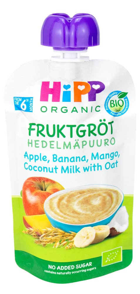 HiPP Fruktgrøt med eple, banan, mango, kokossmelk og havre