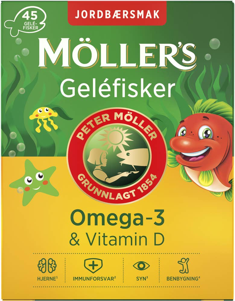 Möller's Geléfisker med jordbærsmak