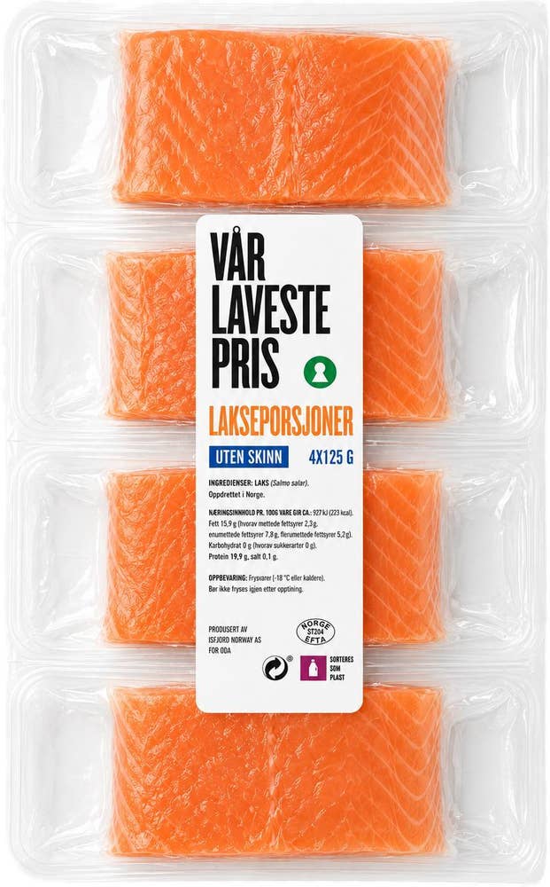 Vår Laveste Pris Lakseporsjoner 4x125g Uten skinn