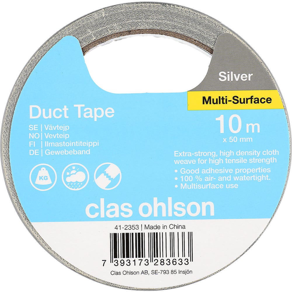 Clas Ohlson Vevteip Sølv 10mx50mm