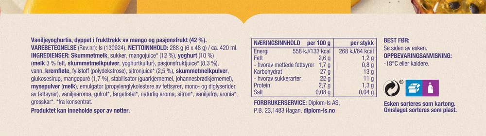 Dream Mini-is mango & pasjonsfrukt 6 stykk