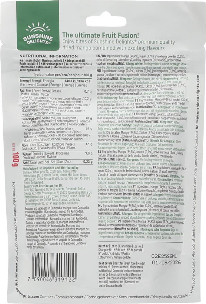 Sunshine Delights Tørket Sweet Strawberry Mango