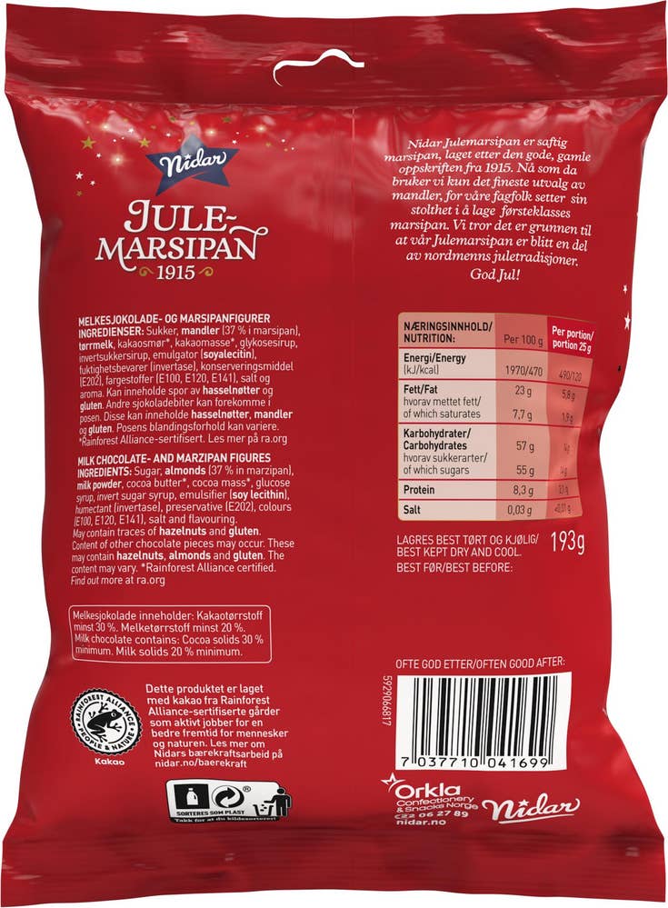 Nidar Julemarsipan og Sjokolade