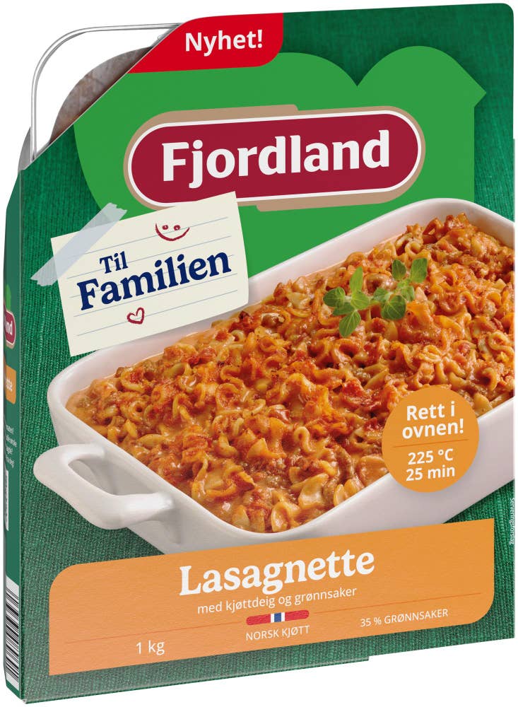Fjordland Lasagnette til familien Med kjøttdeig og grønnsaker