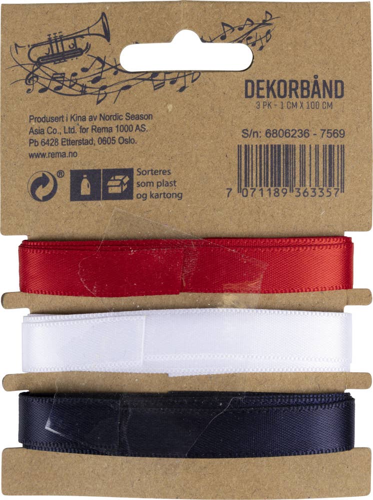 Nordic Season Products As Dekorbånd til 17. mai 1 x 100cm, 3 stykk