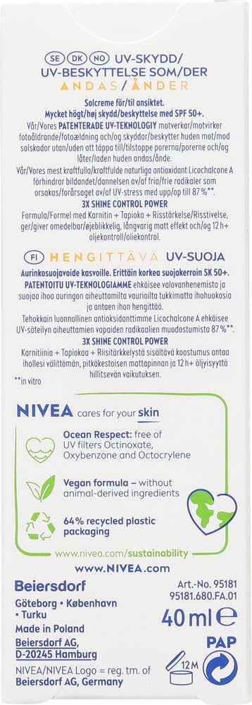 Nivea Sun UV Face Shine Control Cream SPF 50+