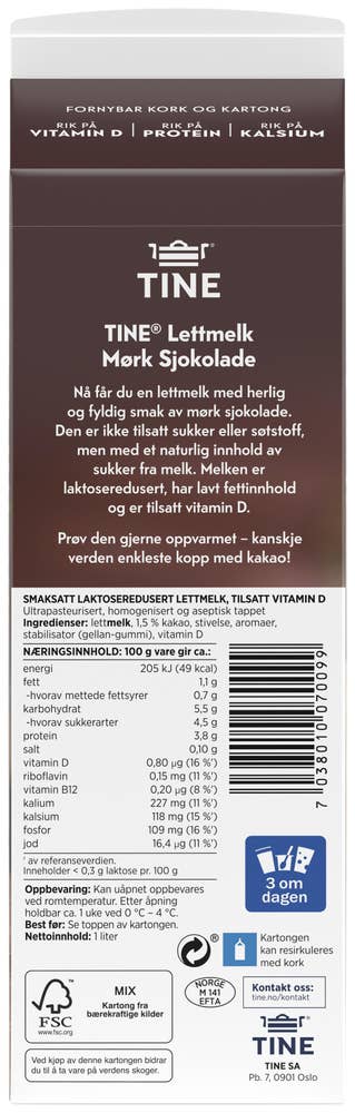 TINE Lettmelk Mørk Sjokolade