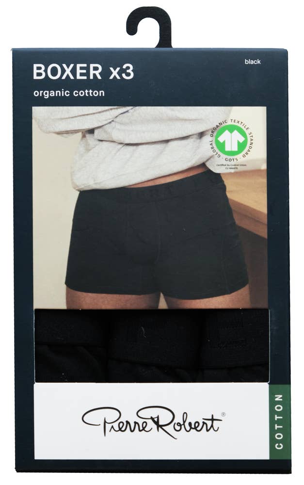 Pierre Robert Boxer i bomull, Herre Sort, str. XL