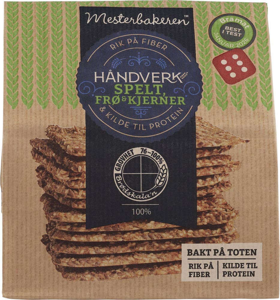 Mesterbakeren Knekkebrød spelt, frø & kjerner