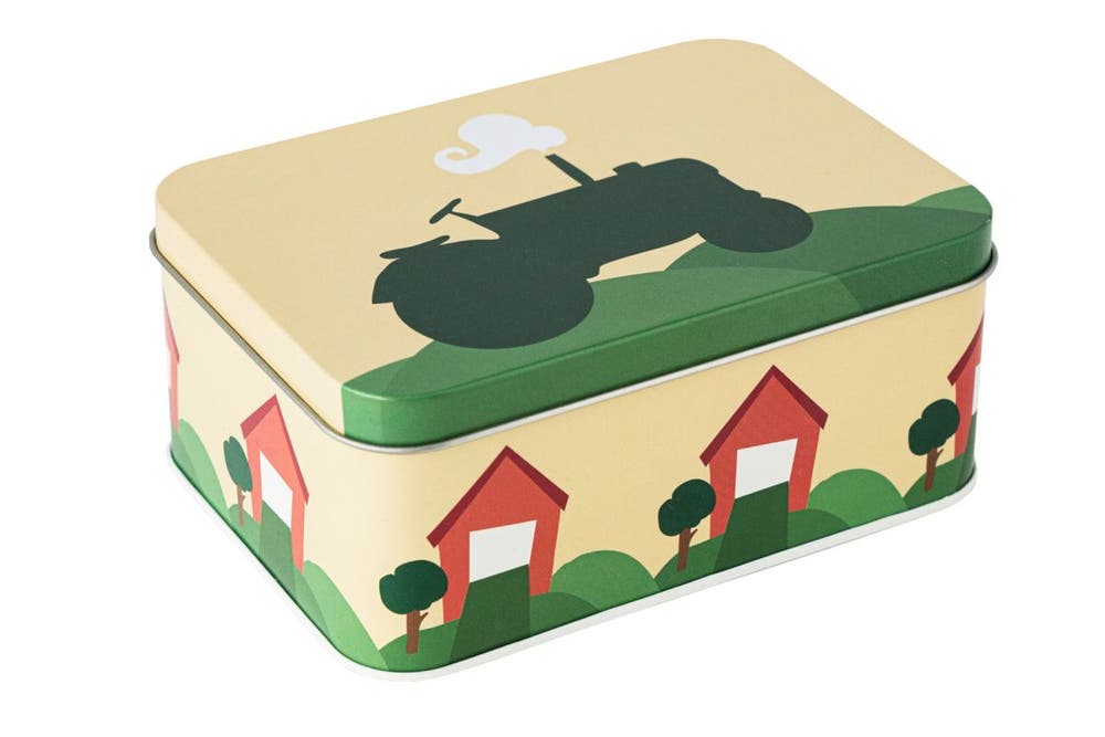 Sprell Matboks med ett rom traktor og låve