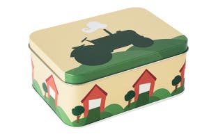 Sprell Matboks med ett rom traktor og låve